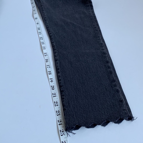 NWT LEVI’S 501 Original Cropped Jeans 24x26 Black Scalloped Hem - Picture 11 of 13
